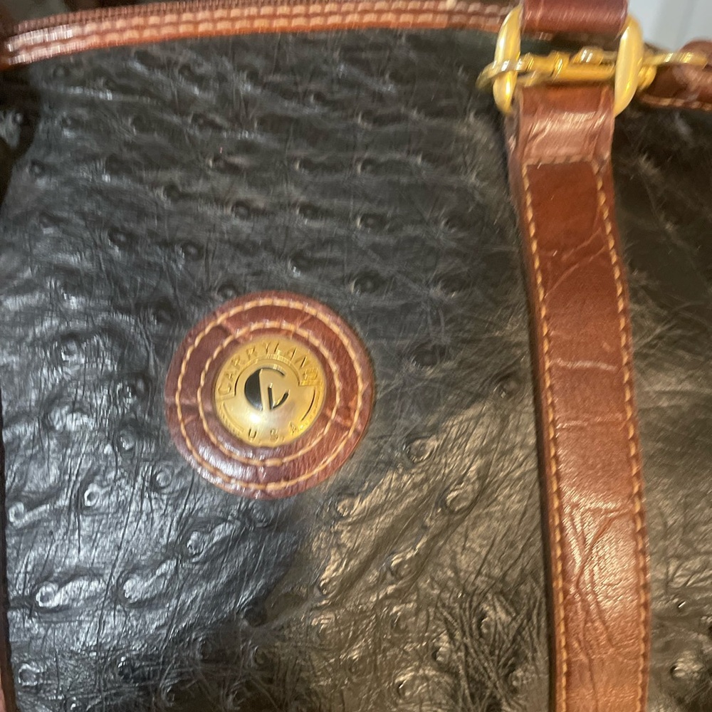 Carryland USA Elegant Black Brown Handbag leather double handle dome bag - Picture 3 of 11